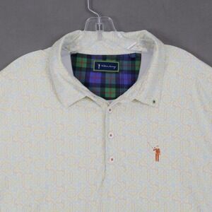 William Murray Polo Shirt Mens XL Golf Course Geometric Colorful White Stretch